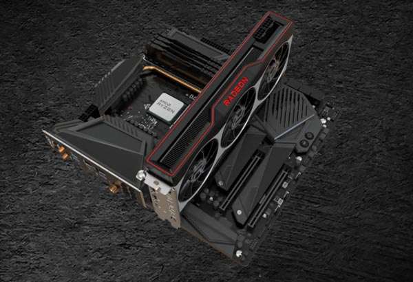 AMD Radeon RX Serie 6000, montada en una tarjeta madre