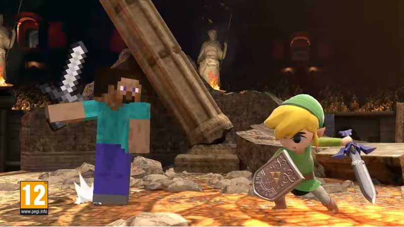 Link vs Minecraft en Super Smash Bros Ultimate
