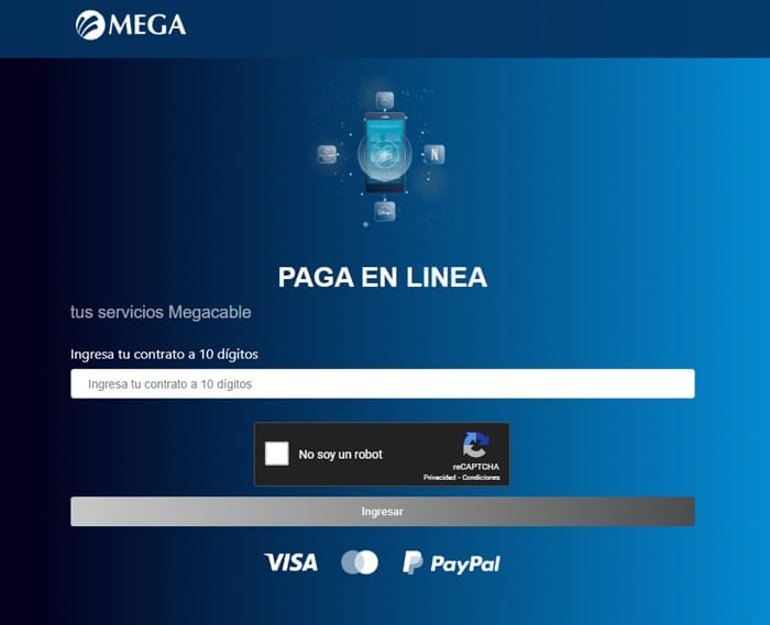 Portal oficial de Megacable para pagar en línea.